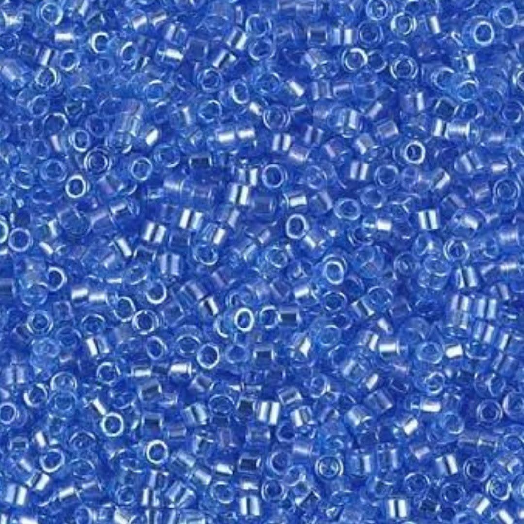 #11 Delica Seed Beads, Azure Blue Transparent Luster, DB1230-TB, Approx 1440 Beads, 1 two inch tube, 7.2 grams