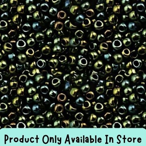 #11 Toho Seed Beads, Metallic Green Iris, 2x2mm, 19 Grams/0.67oz, in store only