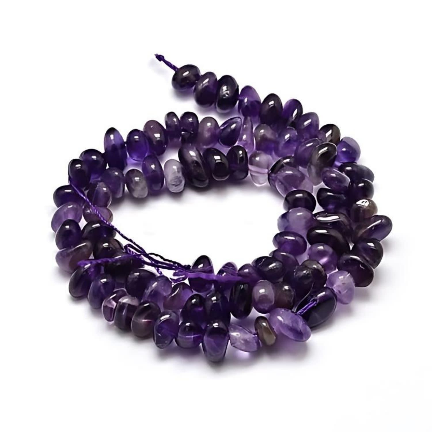 4-14x4-12mm Amethyst Chips, 15&#39;&#39; Strand, Natural, 1mm Hole, Gemstones, 1.23oz