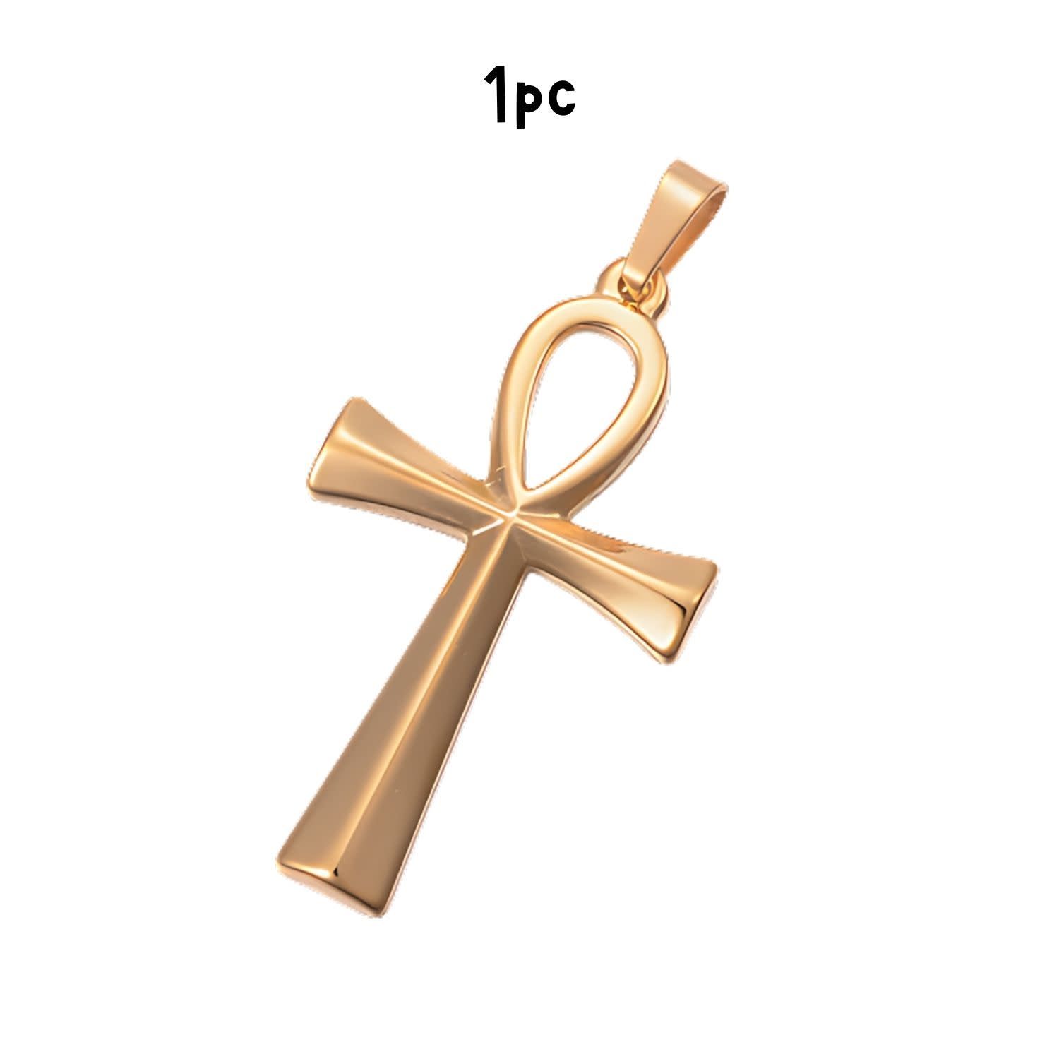 GP Stainless Steel Ankh Cross, 1pc, 44x25x3mm, Bail/Hole 8x4mm, Charms/Pendants, 7gms/0.25oz