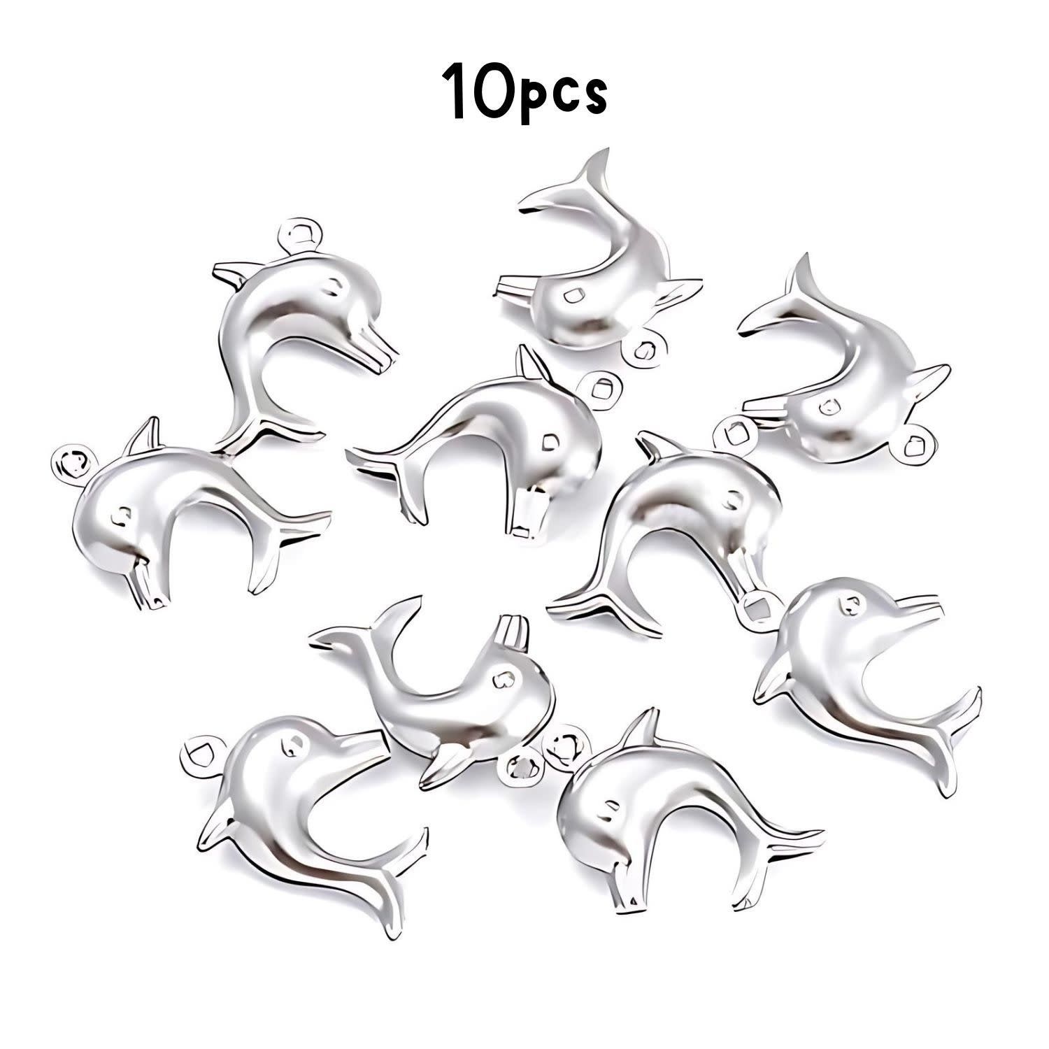 Stainless Steel Dolphins, 10pcs, 21x16x4mm, Charms/Pendants, 6gms/0.21oz