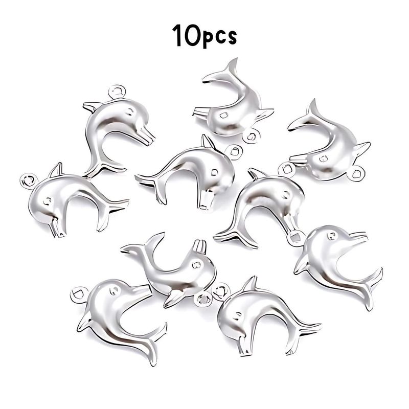 Stainless Steel Dolphins, 10pcs, 21x16x4mm, Charms/Pendants, 6gms/0.21oz