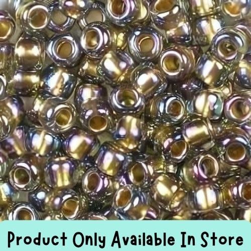 #6 Toho Seed Beads, Gold Lined Rainbow Black Diamond, 4x4mm, 19 Grams/0.67oz, in store only