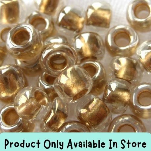 #6 Toho Seed Beads, Gold Lined Crystal, 4x4mm, 19 Grams/0.67oz, in store only