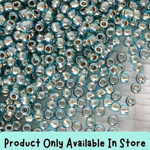 #11 Toho Seed Beads, Gold Lined Aqua, 2x2mm, 19 Grams/0.67oz, in store only