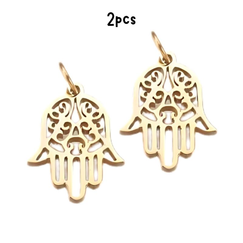 GP Stainless Steel Hamsa Hand, 2pcs, 16.5x12.5x1.5mm, 5mm Jumpring, 4gms/0.14oz