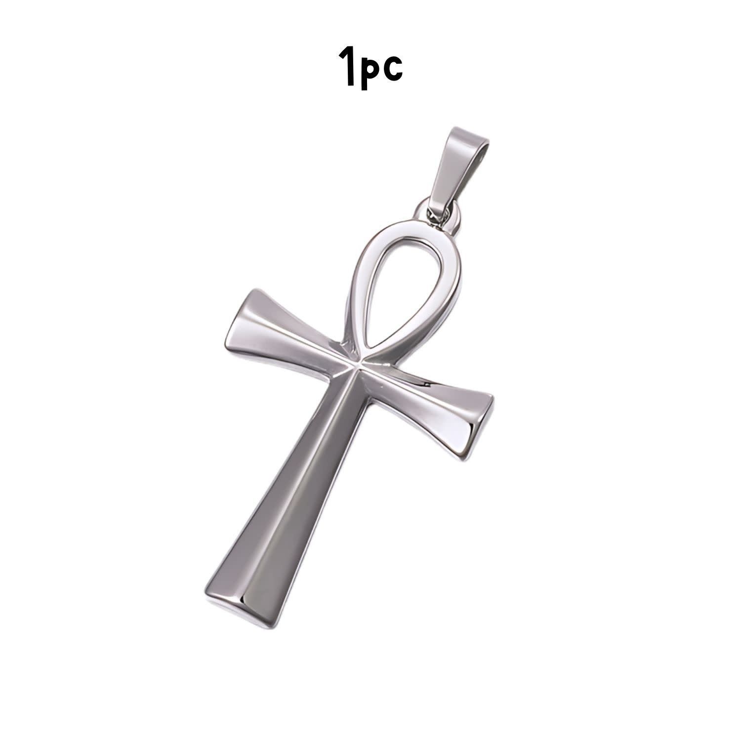 Stainless Steel Ankh Cross, 1pc, 44x25x3mm, Bail/Hole 8x4mm, Charms/Pendants, 7gms/0.25oz