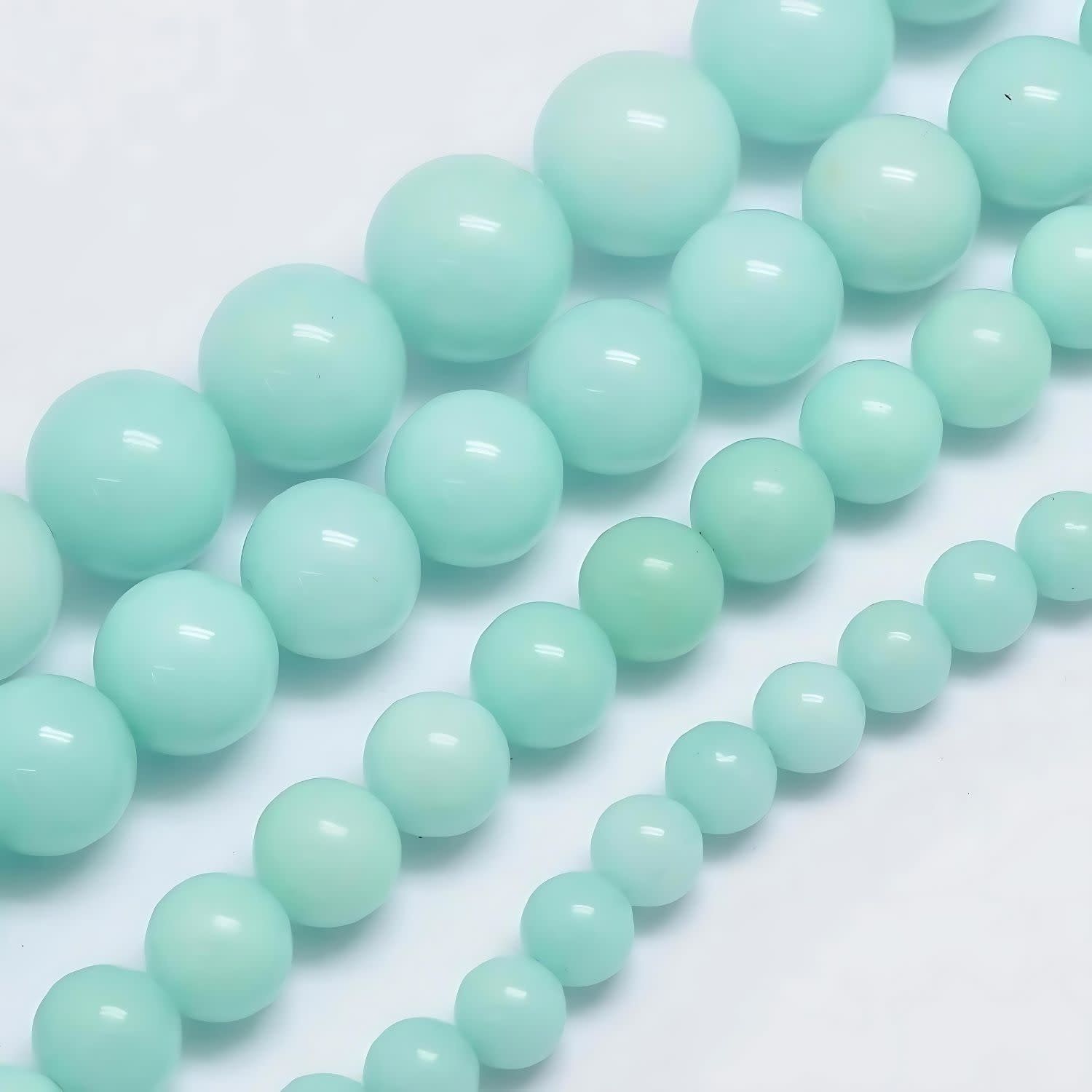 8mm Mountain Jade Amazonite, 15&quot; Strand, 48 Beads, Round, Dyed, 1mm Hole, Gemstones, 1.48oz