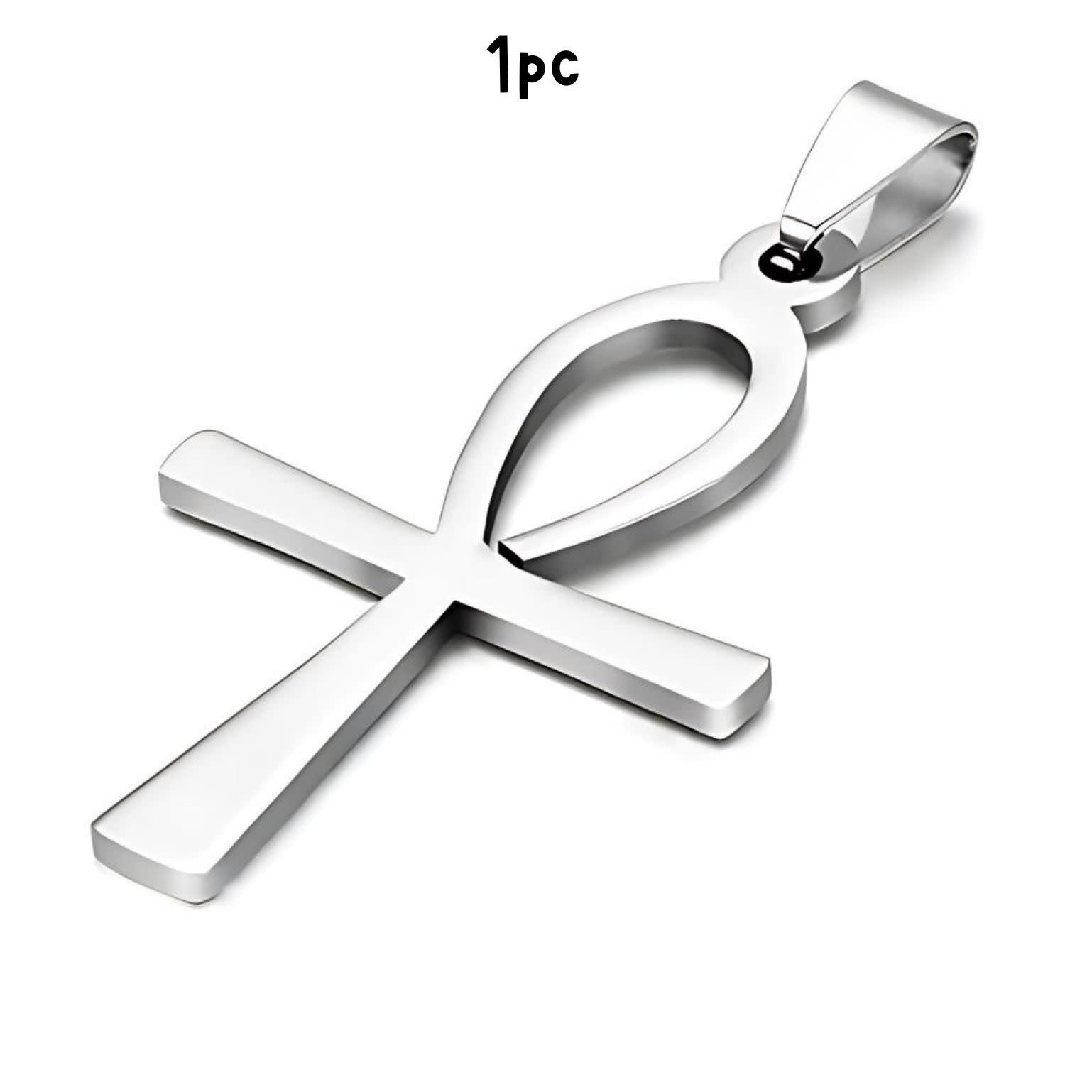 Stainless Steel Ankh Cross, 1Pc, 44x27x1mm, Bail 9x5mm, Charms/Pendants, 13gms/0.46oz