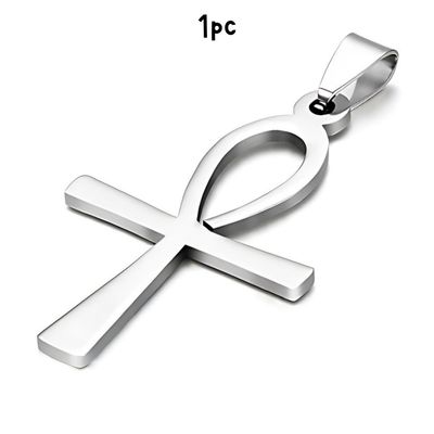 Stainless Steel Ankh Cross, 1pc, 44x27x1mm, Bail 9x5mm, Charms/Pendants, 13gms/0.46oz