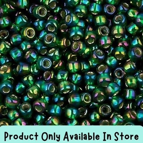 #11 Toho Seed Beads, Silver Lined Rainbow Green Emerald, 2x2mm, 19 Grams/0.67oz, in store only