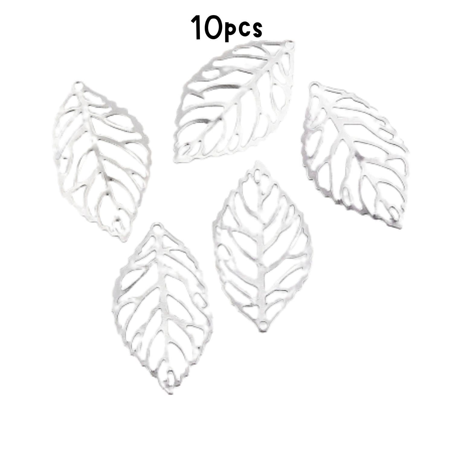 Stainless Steel Leaf, 10pcs, 23x13x0.5mm, Hole 1mm, Charms/Pendants, 4gms/0.14oz