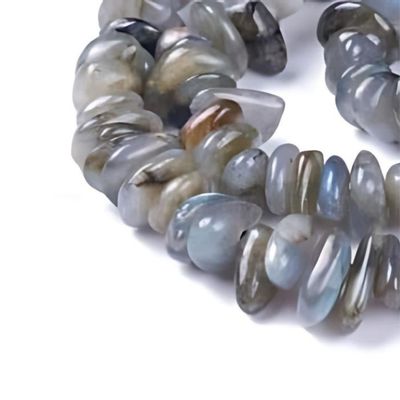4-12x3-8x1-6mm Labradorite Chips, 15'' Strand, Natural, 1mm Hole, Gemstones, 1.48oz