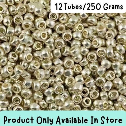 #11 Toho Seed Beads, Galvanized Aluminum, Permanent Finish, 2X2mm, 250 Grams/12 Tubes, in store only