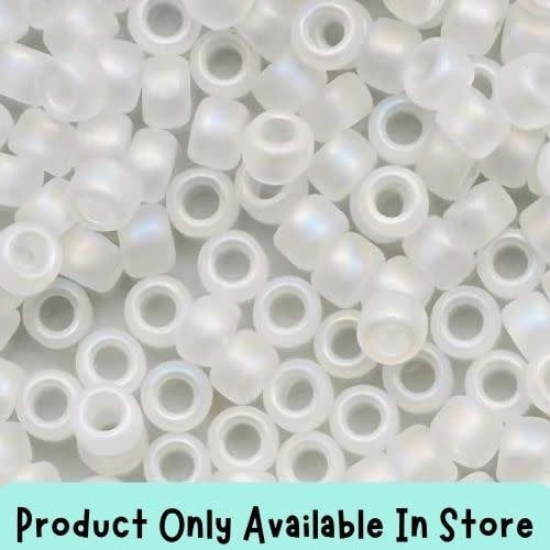 #6 Toho Seed Beads, Transparent Rainbow Frosted Crystal, 4x4mm, 19 Grams/0.67oz, in store only
