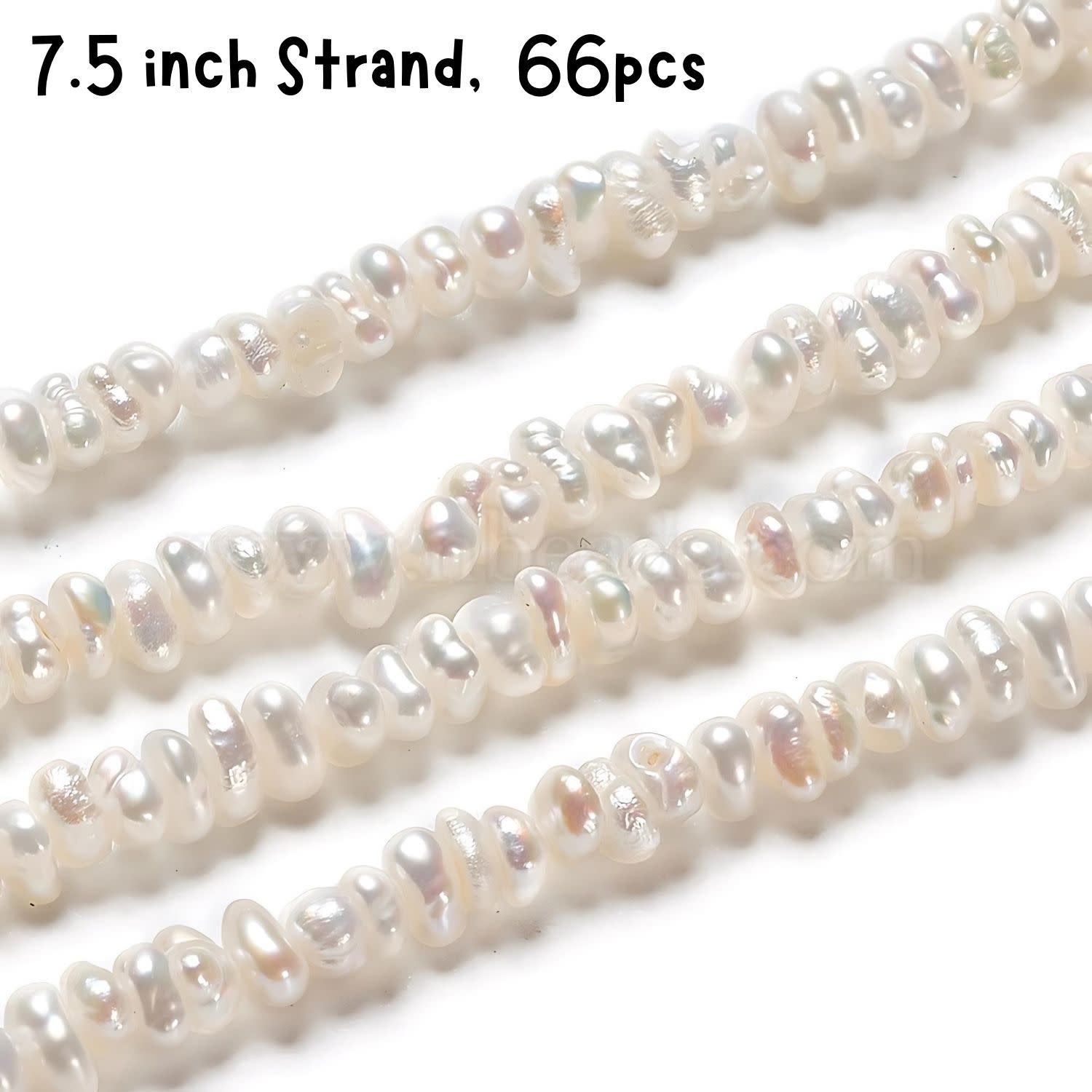 Freshwater Pearls, Rondelle, Approx 66pcs, 7.5&#39;&#39; Strand, 3~4.5x1.5~2mm, Hole 0.5mm, 16gms/0.56oz