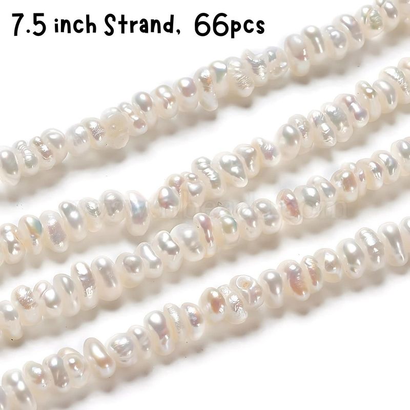 Freshwater Pearls, Rondelle, Approx 66pcs, 7.5&#39;&#39; Strand, 3~4.5x1.5~2mm, Hole 0.5mm, 16gms/0.56oz