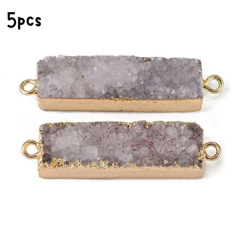 Druzy Agate Rectangle GPB, 1Pc, 30~45x8~9x4.5~7.5mm, Natural, Hole 2mm, Connectors/Links, 28gms/0.99oz