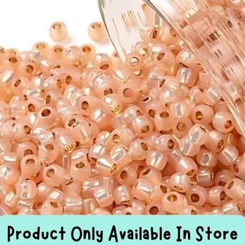 #11 Toho Seed Beads, Silver Lined Milky Peach, Permanent Finish, 2x2mm, 19 Grams/0.67oz, in store only
