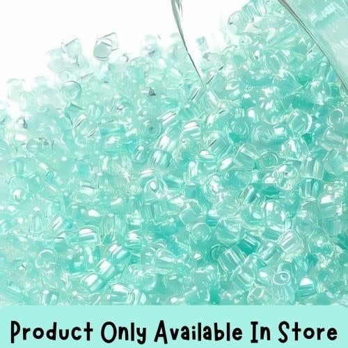 #11 Toho Seed Beads, Transparent Rainbow Seafoam, 2x2mm, 19 Grams/0.67oz, in store only