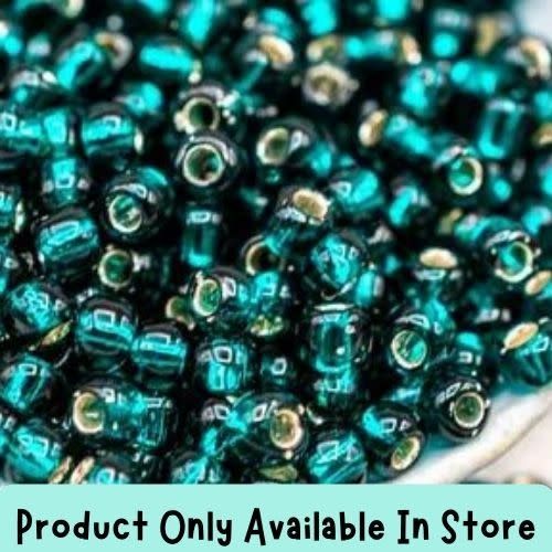 #6 Toho Seed Beads, Silver Lined Teal, 4x4mm, 19 Grams/0.67oz, in store only