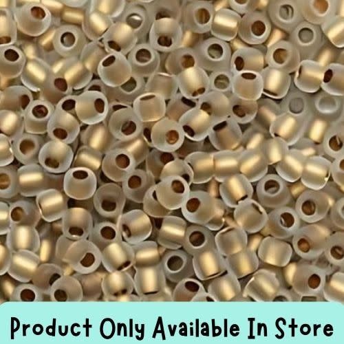 #11 Toho Seed Beads, Gold Lined Frosted Crystal, 2x2mm, 19 Grams/0.67oz, in store only