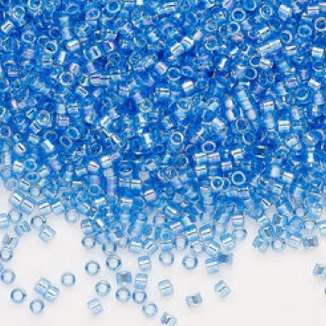#11 Delica Seed Beads, Transparent Azure Blue Ab/Rainbow, DB1250-TB, Approx 1440 Beads, 1 two inch tube, 7.2 grams