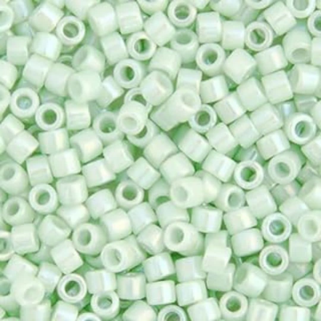 #11 Delica Seed Beads, Opaque Light Mint Green Ab/Rainbow, DB1506-TB, Approx 1440 Beads, 1 two inch tube, 7.2 grams