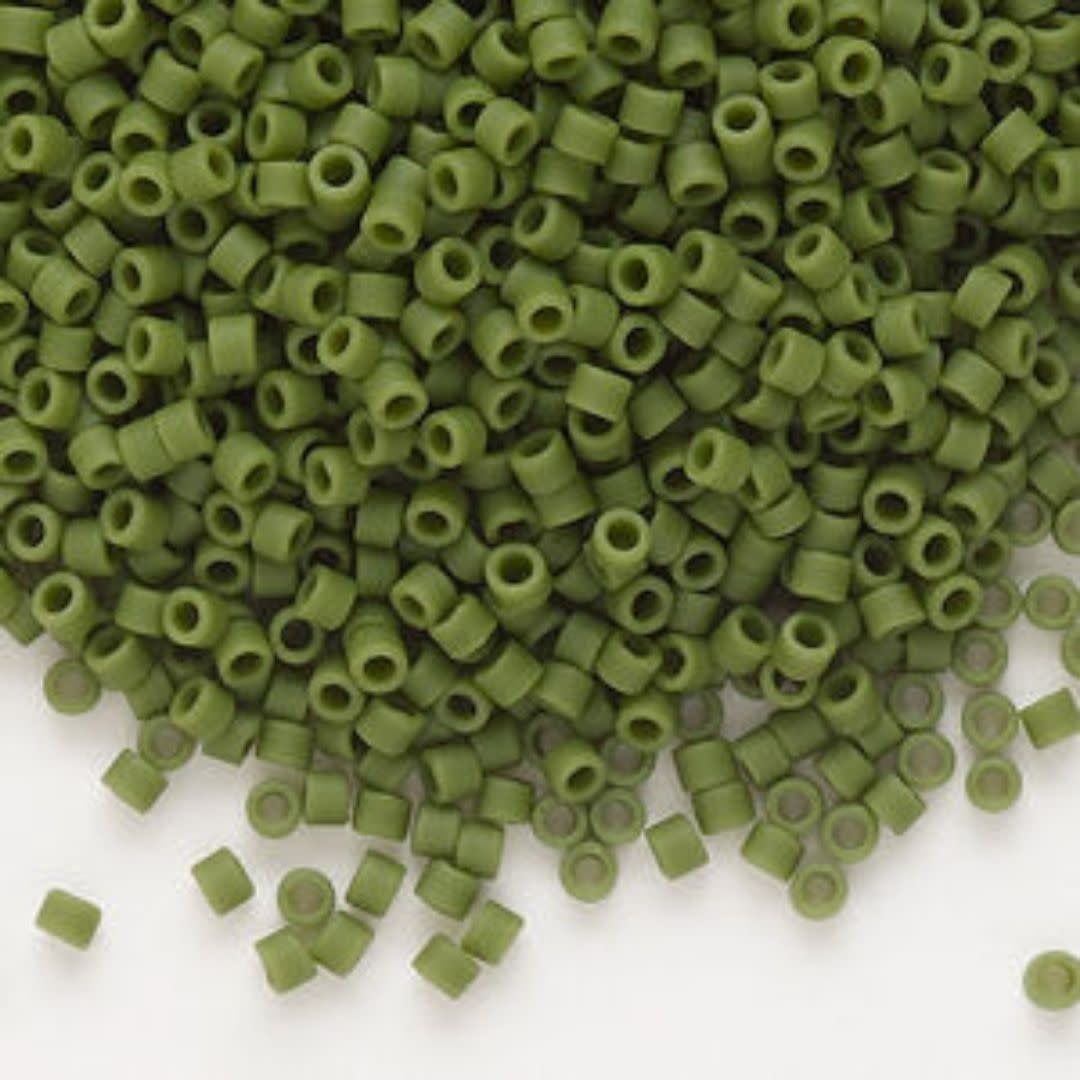 #11 Delica Seed Beads, Matte Opaque Avocado Green, DB1585-TB, Approx 1440 Beads, 1 two inch tube, 7.2 grams