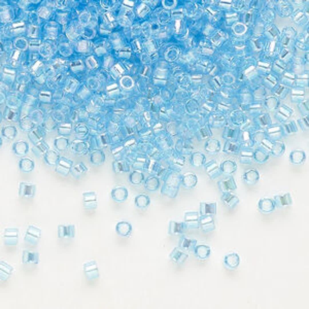 #11 Delica Seed Beads, Transparent Light Sapphire Blue Ab/Rainbow, DB176-TB, Approx 1440 Beads, 1 two inch tube, 7.2 grams