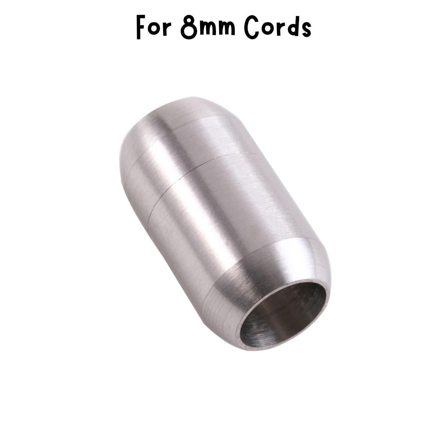 Matte Stainless Steel Magnetic Bullet Clasp, 1 Set, 21x12x8mm, 10gms, For 8mm Cords, 12gms/0.42oz