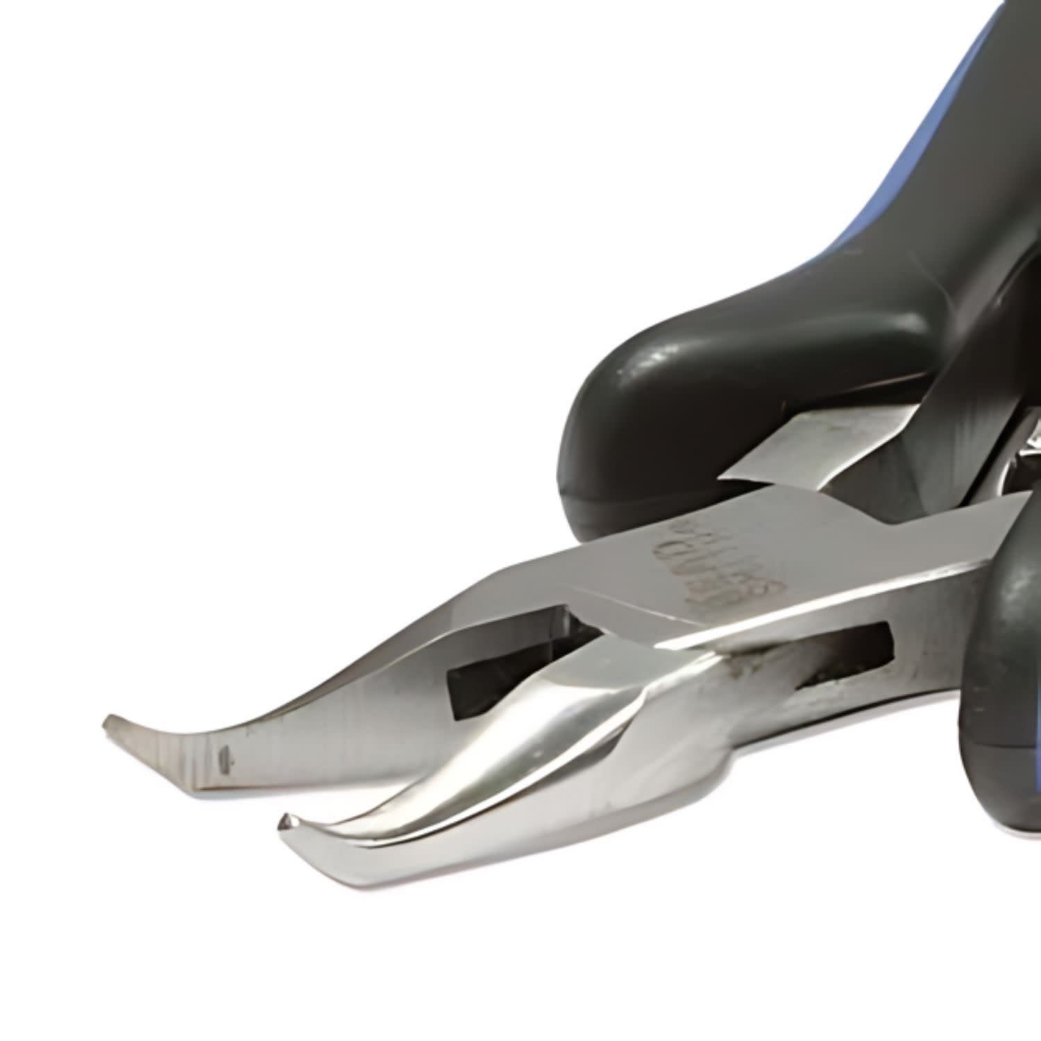 Bent Chain Nose Pliers, Ergonomic Handles, Blue &amp; Black, 5&quot; Long, 3oz