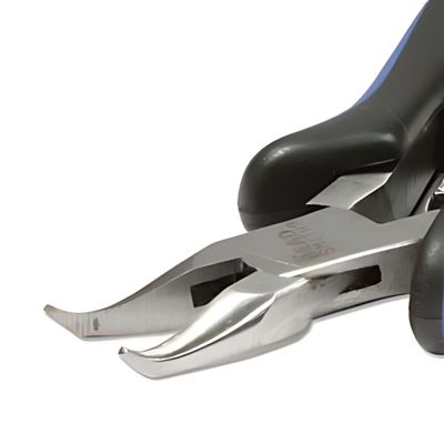 Bent Chain Nose Pliers, Ergonomic Handles, Blue &amp; Black, 5&quot; Long, 3oz