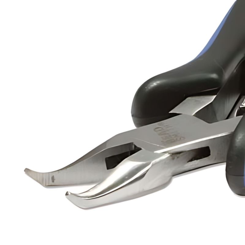 Bent Chain Nose Pliers, Ergonomic Handles, Blue &amp; Black, 5&quot; Long, 3oz