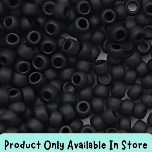 #8 Toho Seed Beads, Frosted Opaque Jet Black, 3x3mm, 19 Grams/0.67oz, in store only