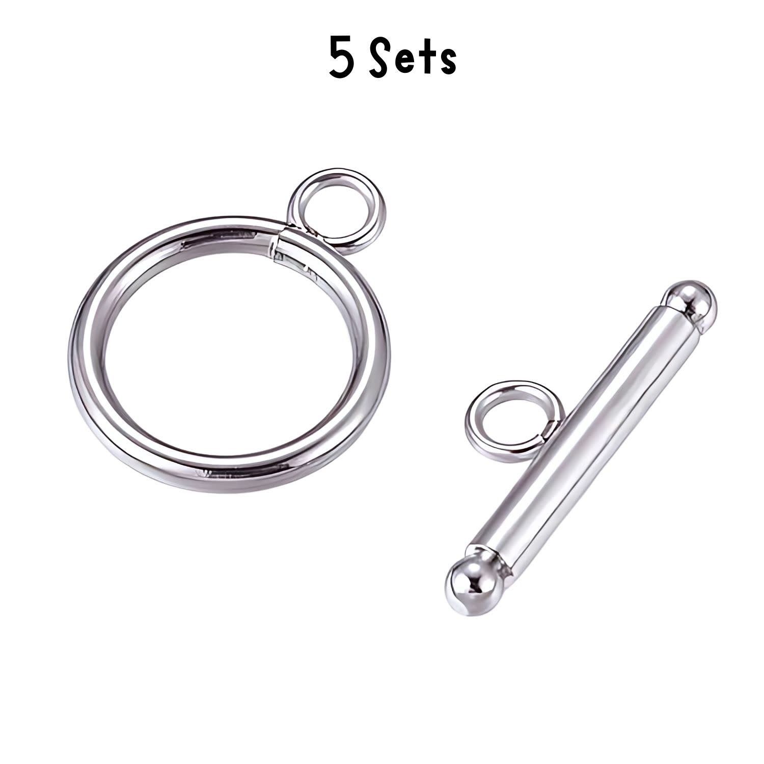 Stainless Steel Toggle Clasps, 5 Sets, 21mm Ring, 23mm Bar, Hole 3mm,  13gms/0.46oz