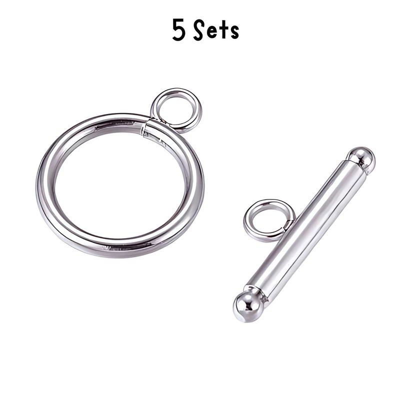 Stainless Steel Toggle Clasps, 5 Sets, 21mm Ring, 23mm Bar, Hole 3mm,  13gms/0.46oz