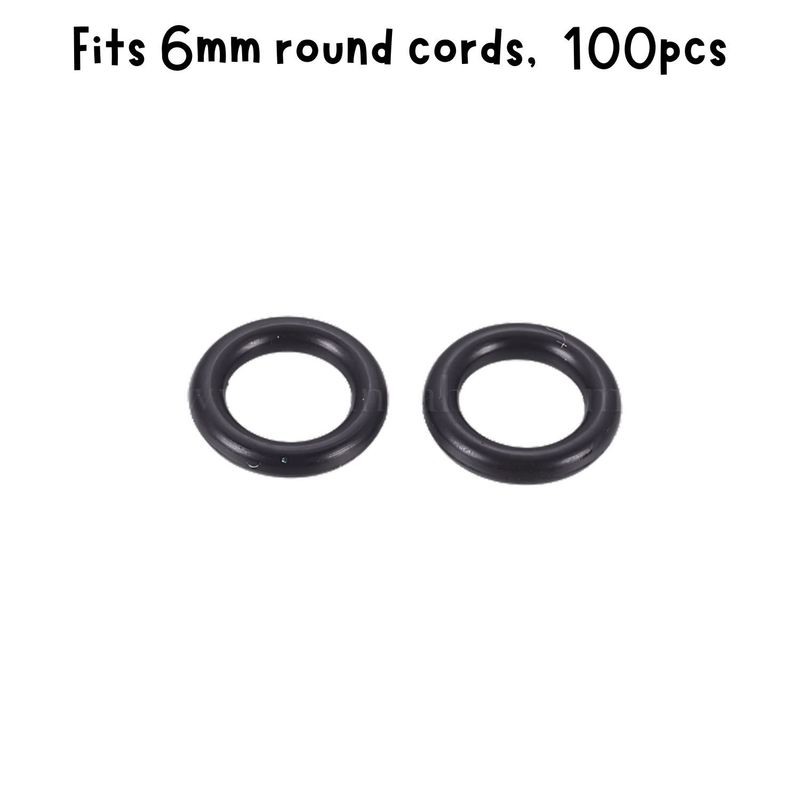 8mm Black Rubber Donut Spacers, Approx 100pcs, 1.5mm Thick, ID 5mm, Fits 6mm Cords, 9gms/0.32oz