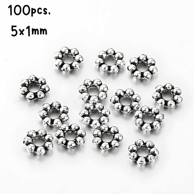 5x1mm Daisy Spacers, approx 100pcs, tibetan style/pewter, hole 1mm, 11gms/0.39oz