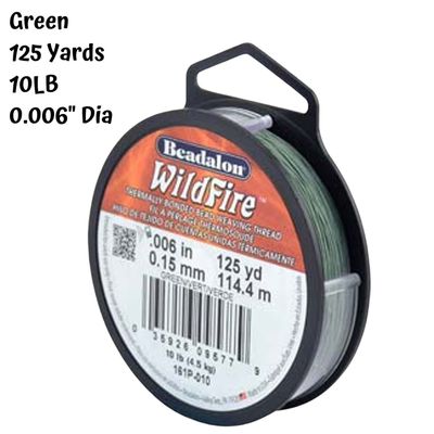 10Lb Wildfire, Green, 125 Yards, 0.006&#39;&#39;/0.15mm Diameter, 56gms/2oz