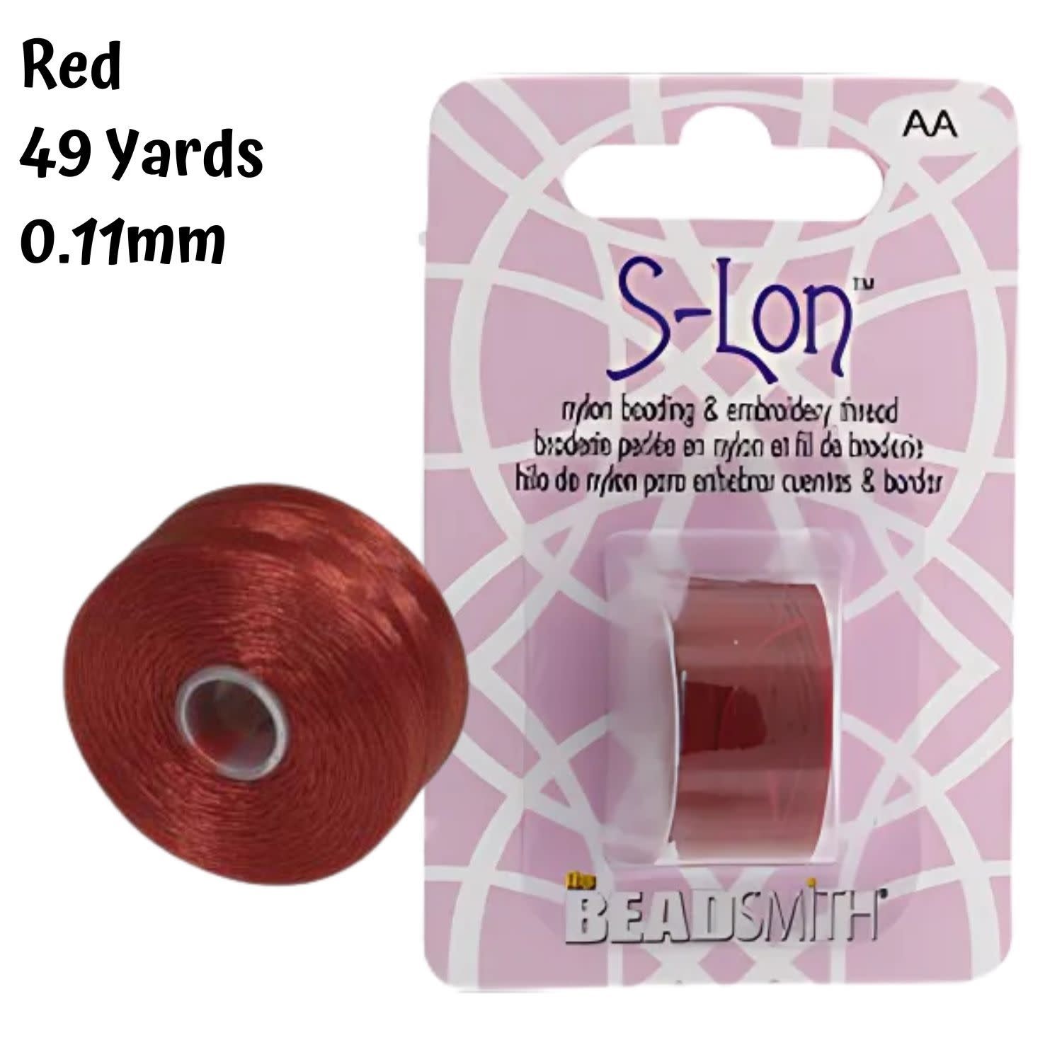 S-Lon Fine D Thread, Red,  49 Yards, Size - 0.11mm Diameter