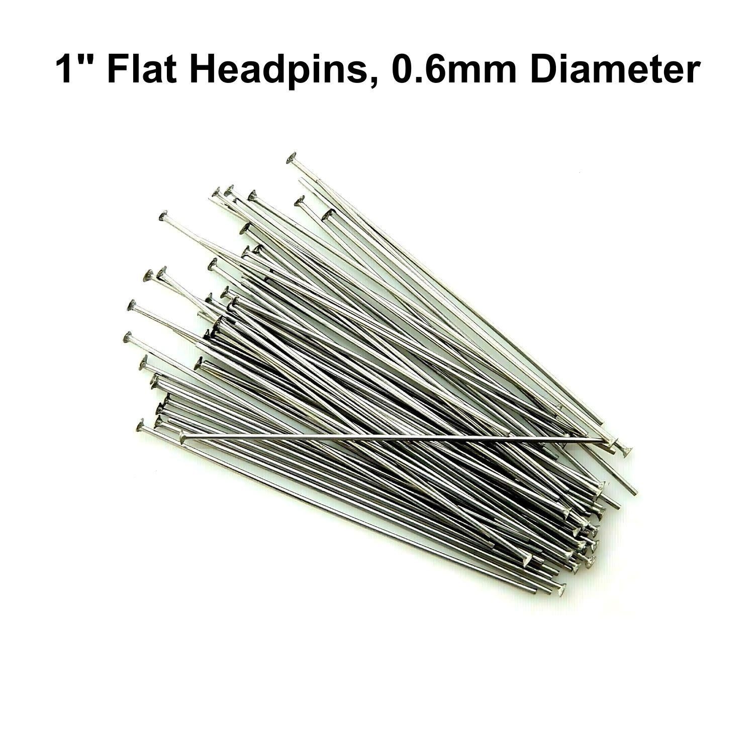 1&quot; Flat Stainless Steel Headpins, Approx 100pcs, 0.6mm/22 Guage, 8gms/0.28oz