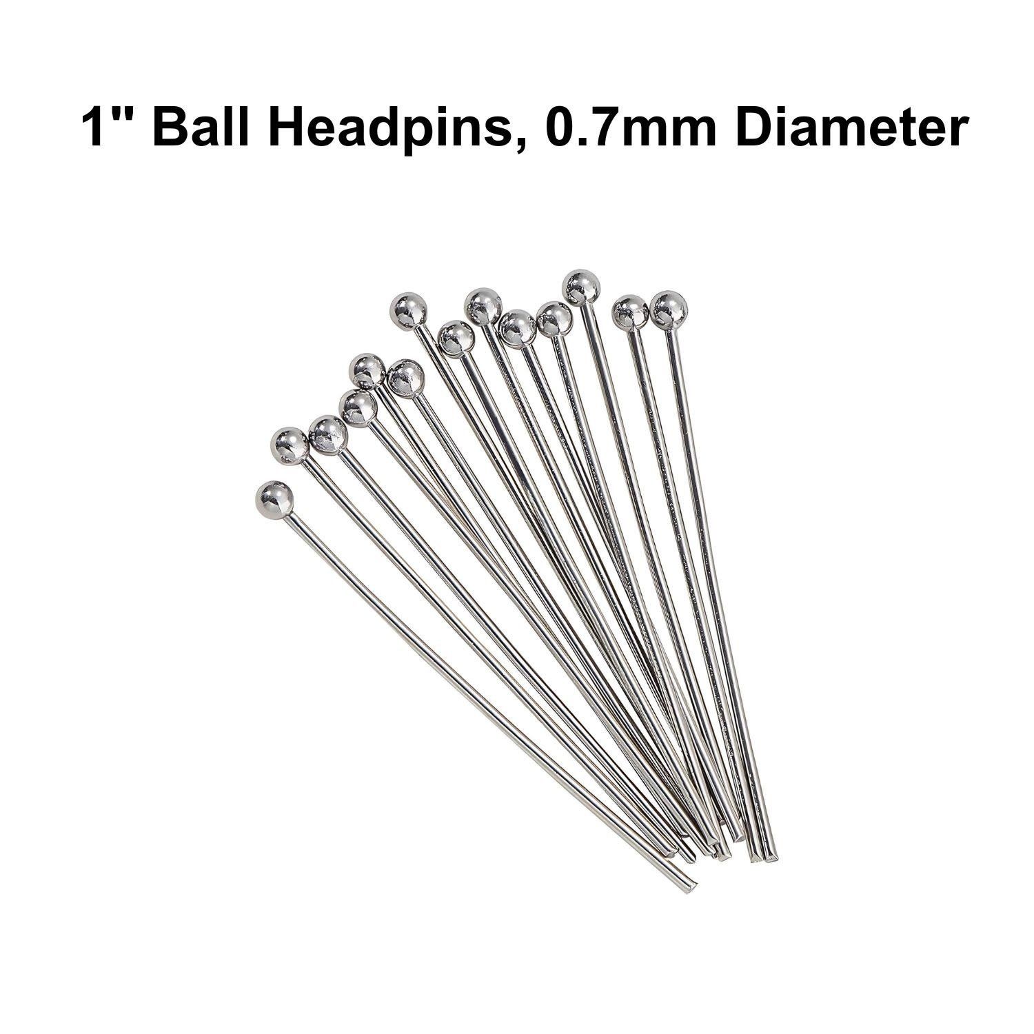 1&quot; Ball Stainless Steel Headpins, Approx 50pcs, 0.7mm/21 Guage, 10gms/0.35oz
