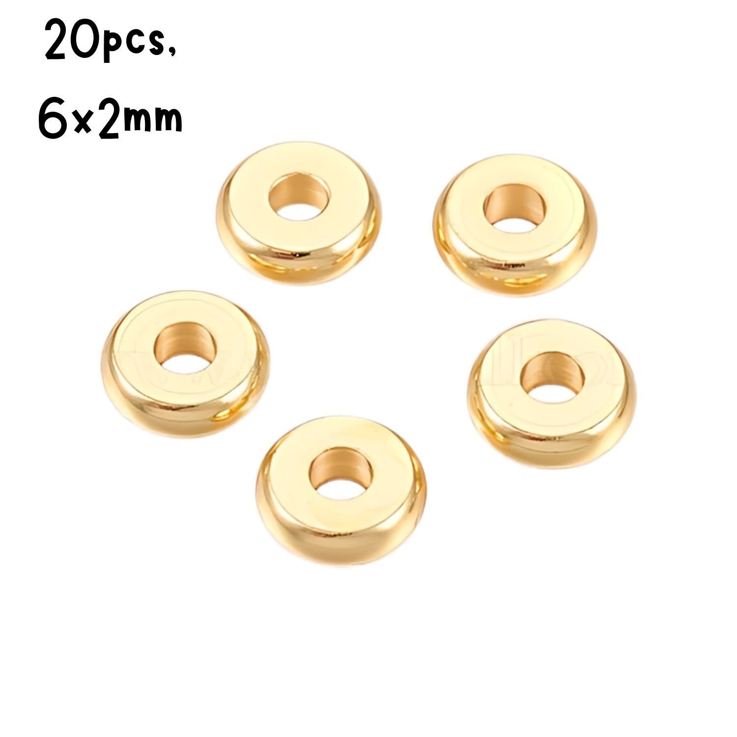 GP Stainless Steel SPacer Beads, 20pcs, 6x2mm Hole 1.8mm, 21gms/0.85ozs