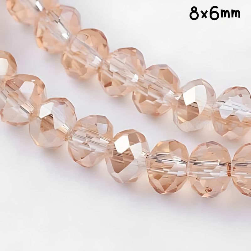 8x6mm Faceted Rondelles, Approx 65pcs, 16&quot; Strand, Transparent Pale Goldenrod, Hole 1mm, Glass Beads, 29gms/1.02oz