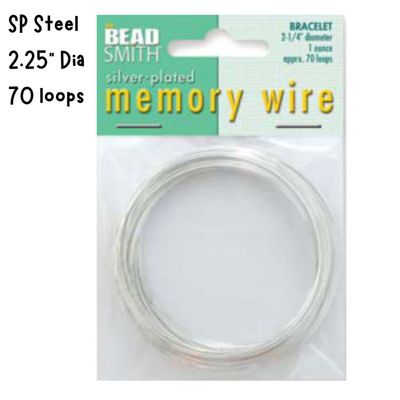 2-1/4&#39;&#39; Diameter Memory Wire Bracelet, 70 Loops, Silver Plated Steel, 1oz