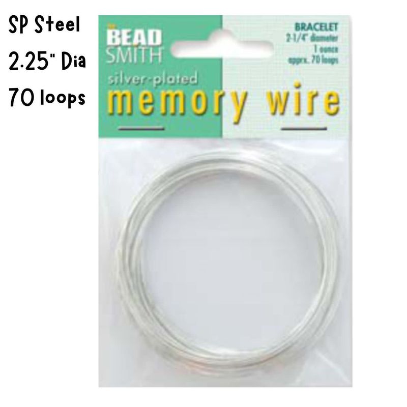 2-1/4&#39;&#39; Diameter Memory Wire Bracelet, 70 Loops, Silver Plated Steel, 1oz