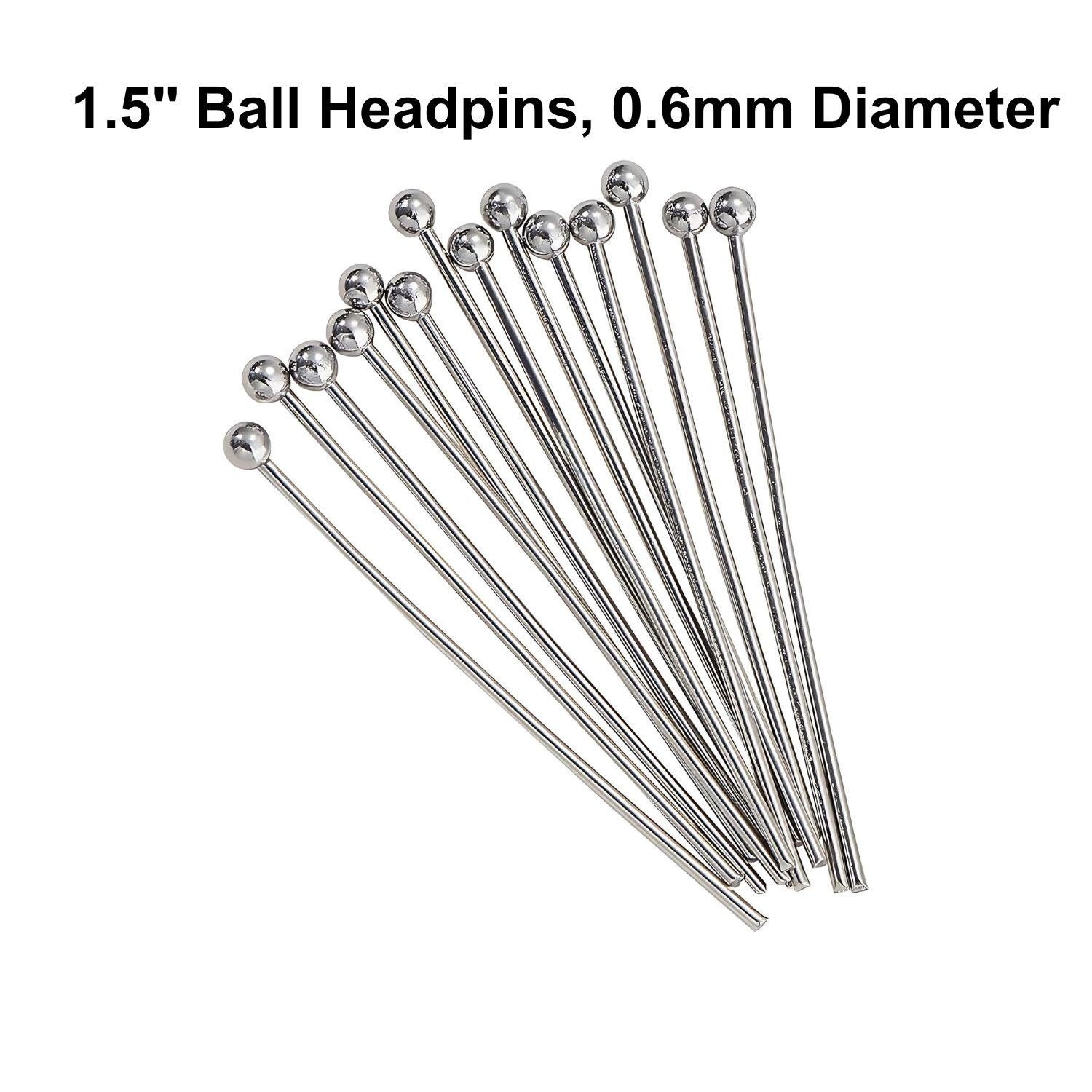 1.5&quot; Ball Stainless Steel Headpins,  Approx 40pcs, 0.7mm/21 Guage, 8gms/0.28oz