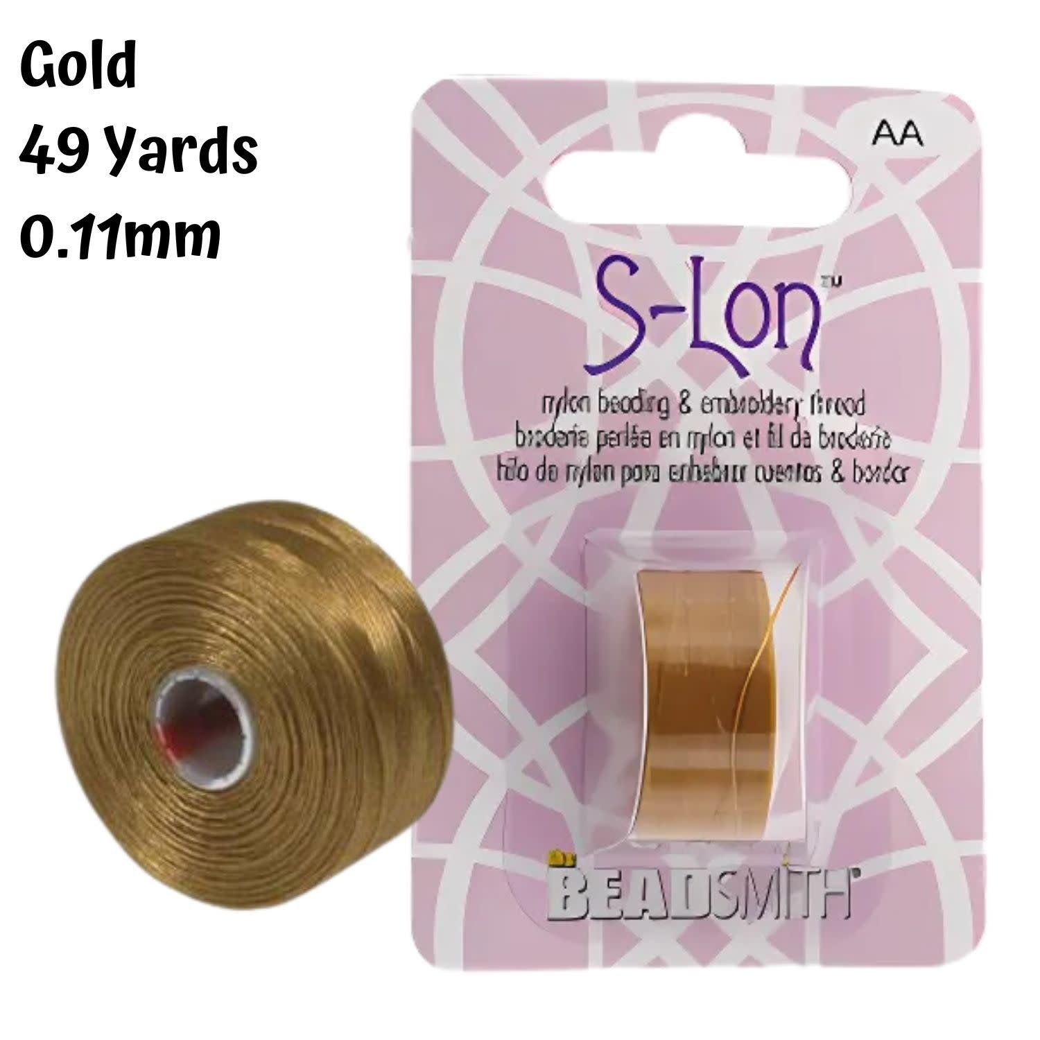 S-Lon Fine D Thread, Gold, 49 Yards, Size - 0.11mm Diameter