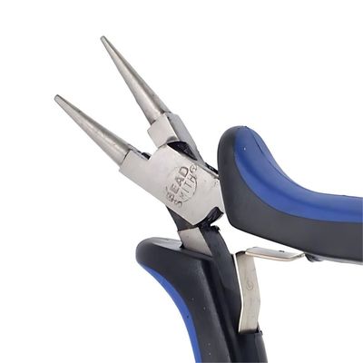 Round Nose Pliers, Ergonomic Handles, Blue &amp; Black, 5&#39;&#39; Long